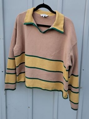 Falling Forward Rugby Inspired pullover knit shirt oversized Women's S